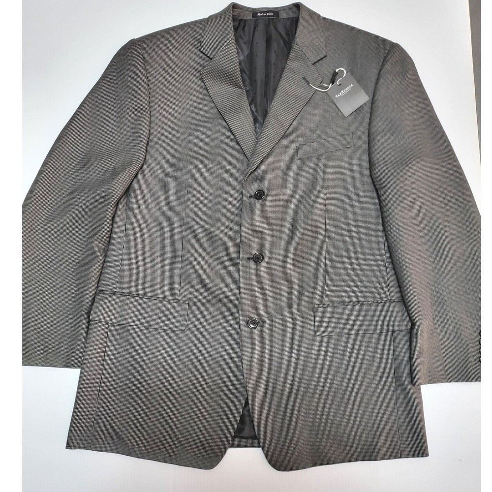 Van Heusen Blazer Suit Jacket Gray Patterned Business Career Size 42R